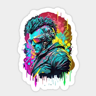 Neon Cyberpunk Hacker - V1.08 Sticker